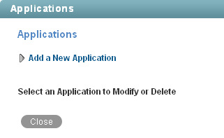 Manage Applications page