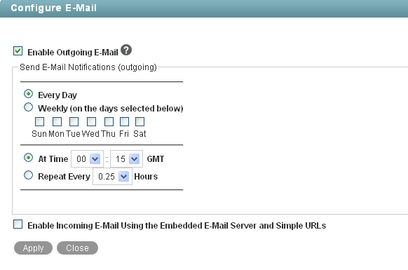 Configure E-Mail page