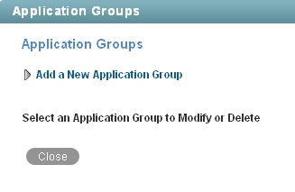 Manage Application Groups page