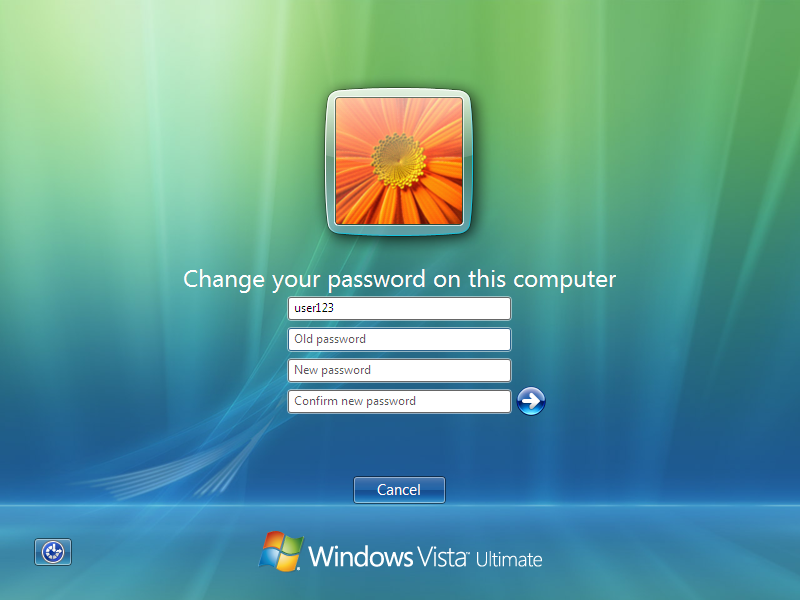 Novell Client for Windows Vista Change Password Screen