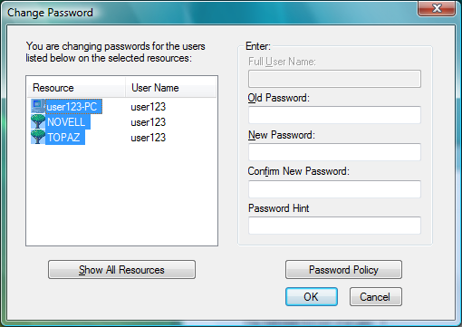 Change Password Dialog Box