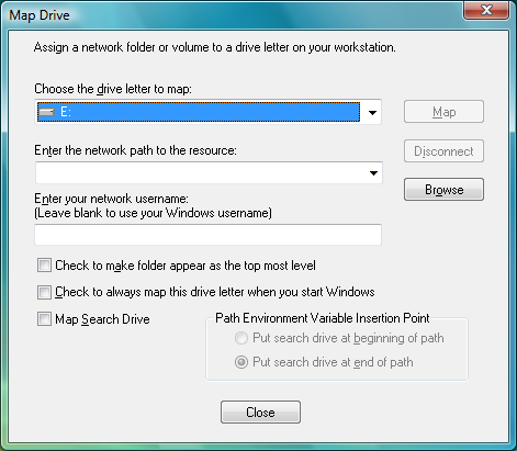 Novell Map Directory Dialog Box