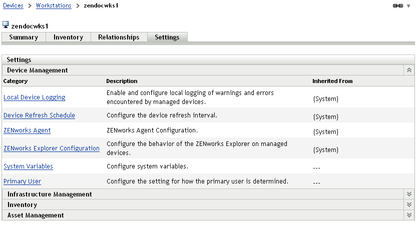 Device Settings panel