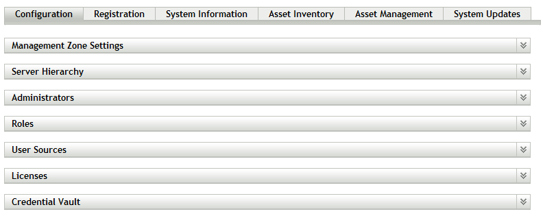 Configuration Tab with All Sections Collapsed