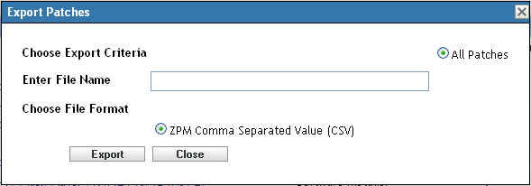 Export Vulnerabilities dialog box