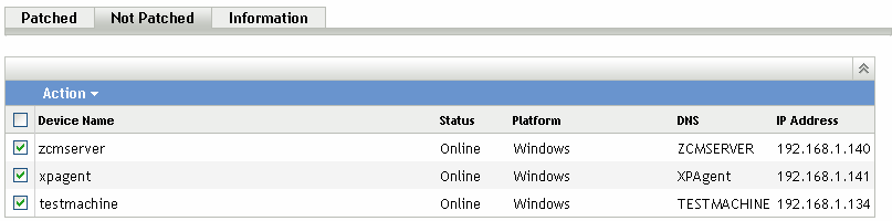 Not Patched Page of Patch Statistics