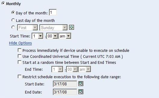 Panel with all monthly deployment options