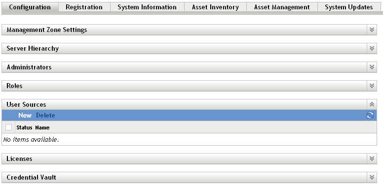 Configuration page