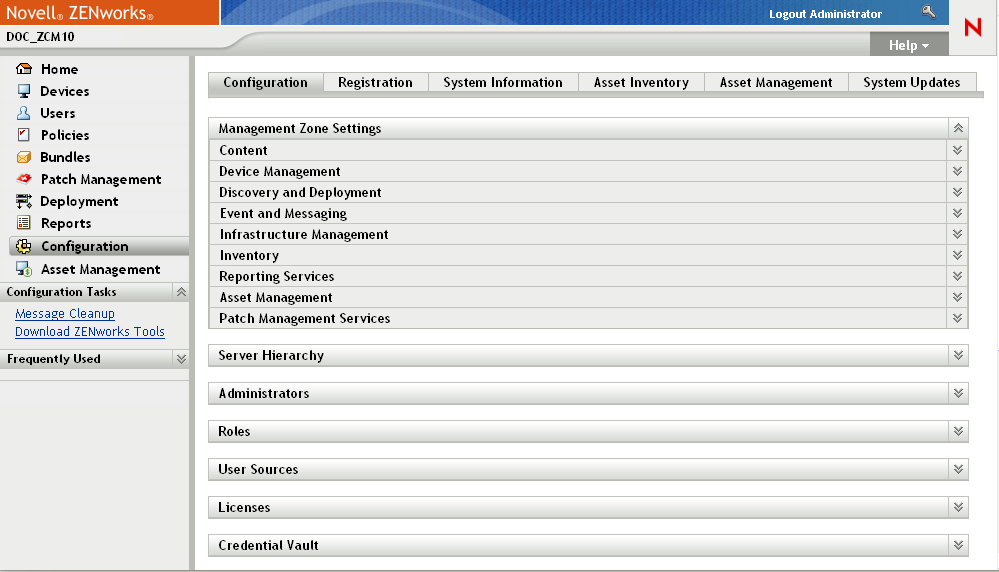 Management Zone Settings panel