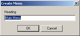 Create Menu dialog box