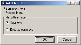 Add Menu Item window