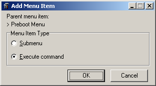 Add Menu Item window