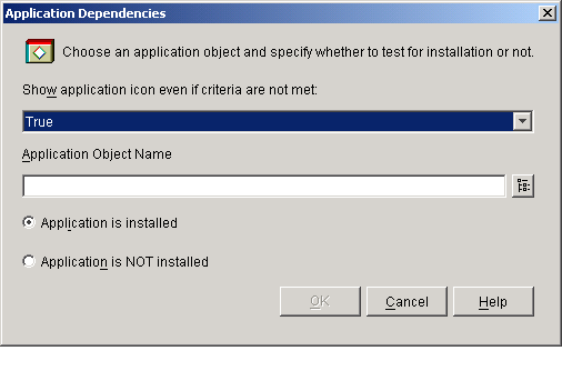 Application Dependencies dialog box