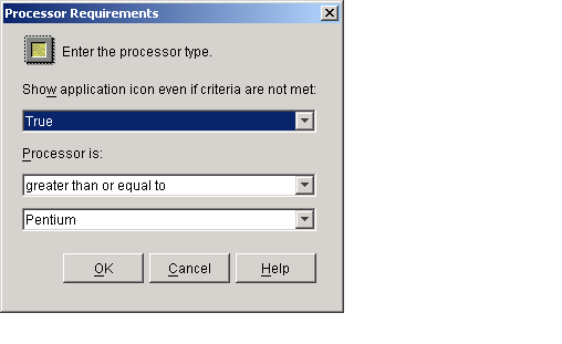 Processor Requirements dialog box