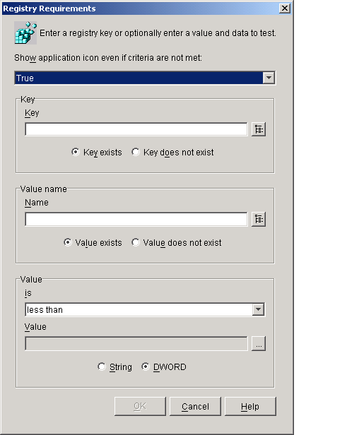 Registry Requirements dialog box