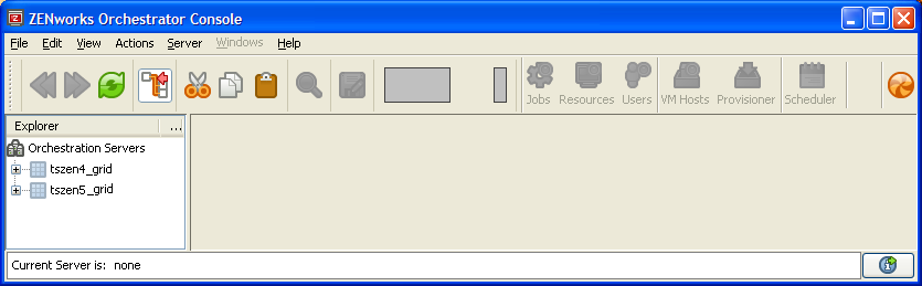 ZENworks Orchestrator Console Showing Available Grids