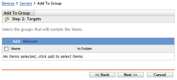 Add to Group Wizard - Target page
