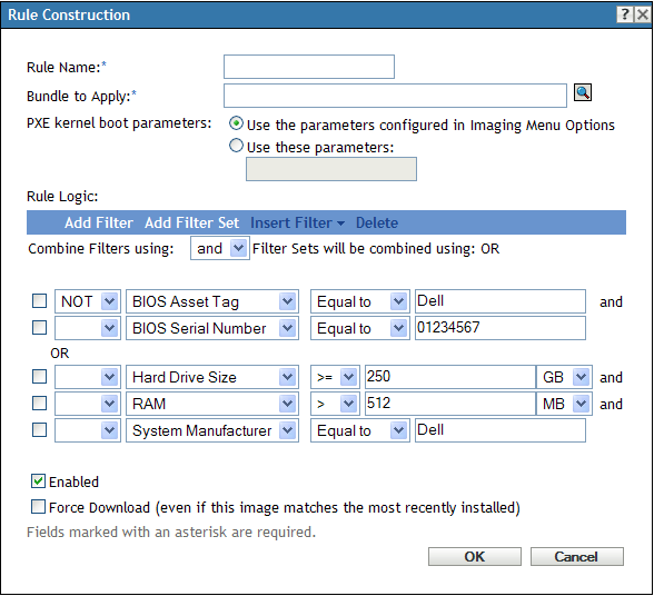 Rule Construction dialog box