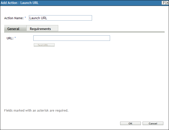 Action - Launch URL Dialog Box