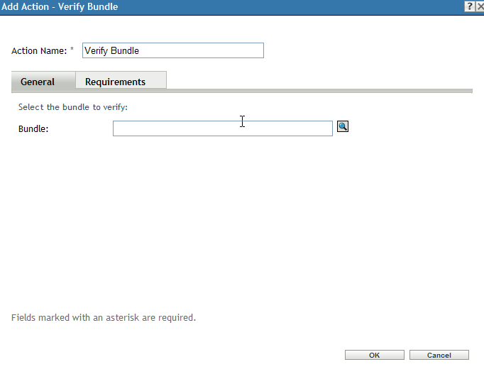 Action - Verify Bundle Dialog Box