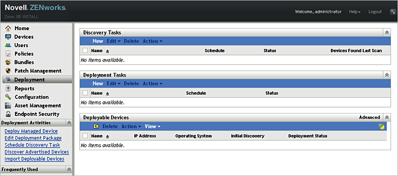 Deployment page