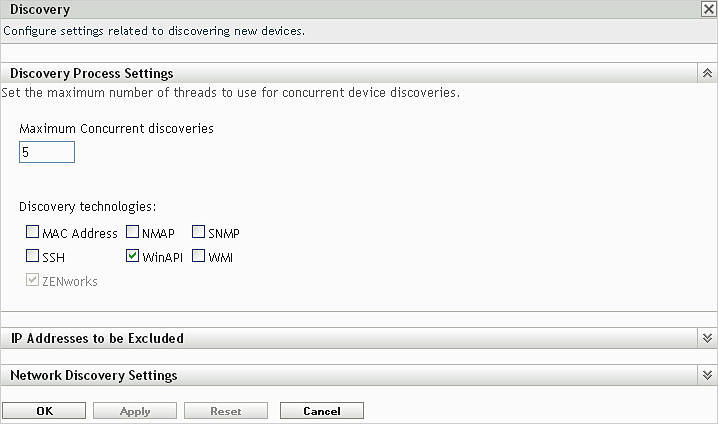 Discovery Process Settings