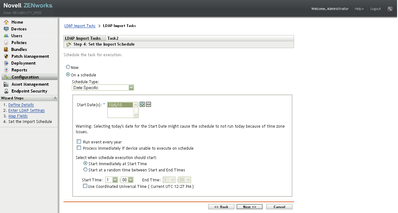 LDAP Import Schedule - Date Specific