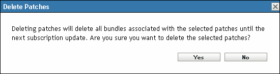 Delete Patches confirmation message