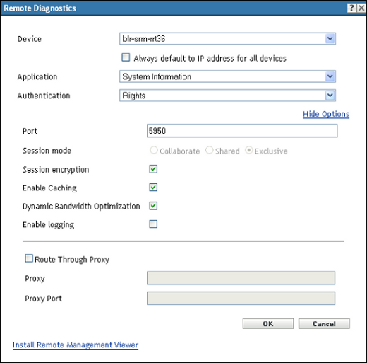 Remote Diagnostics dialog box