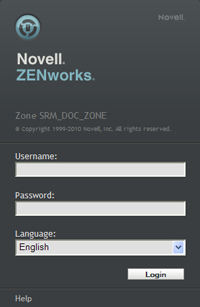 ZENworks Login dialog box