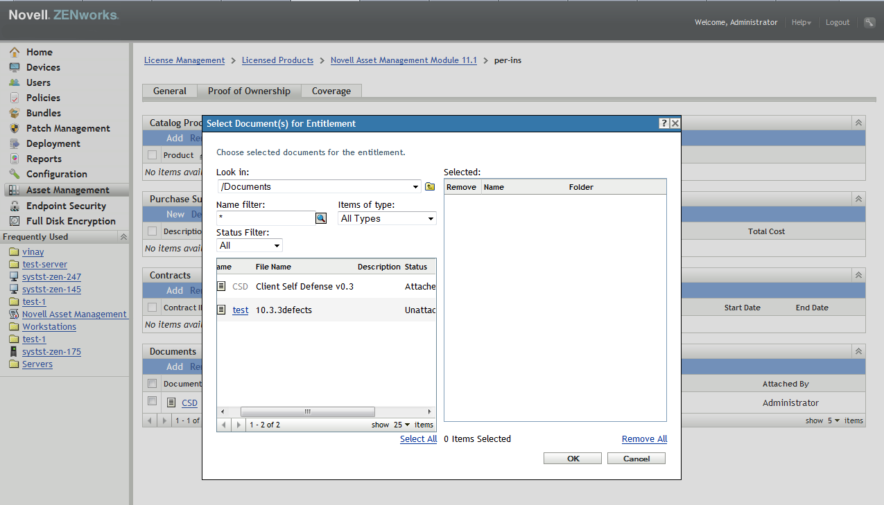 Adding Documents to License Entitlements