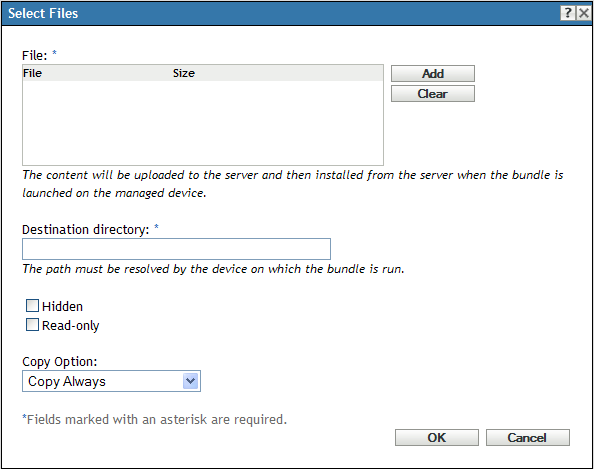 Select Files Dialog Box