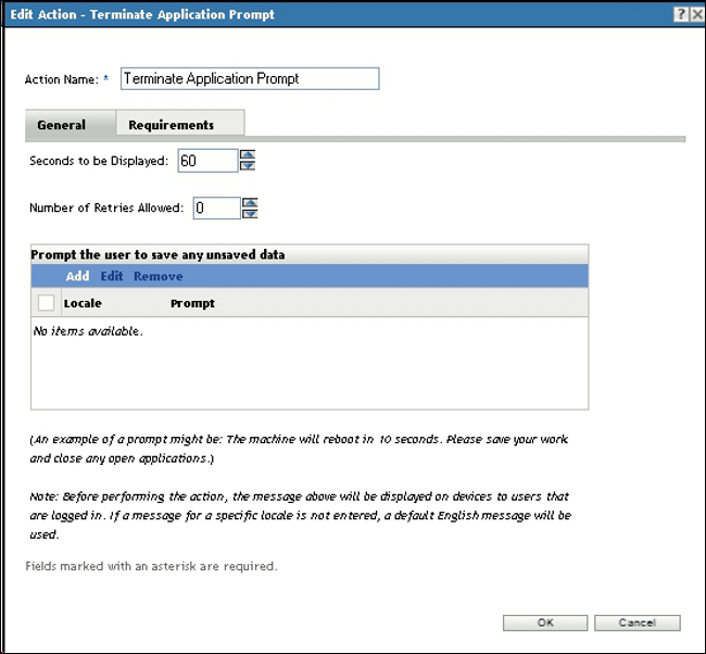 Terminate Application Prompt Dialog Box