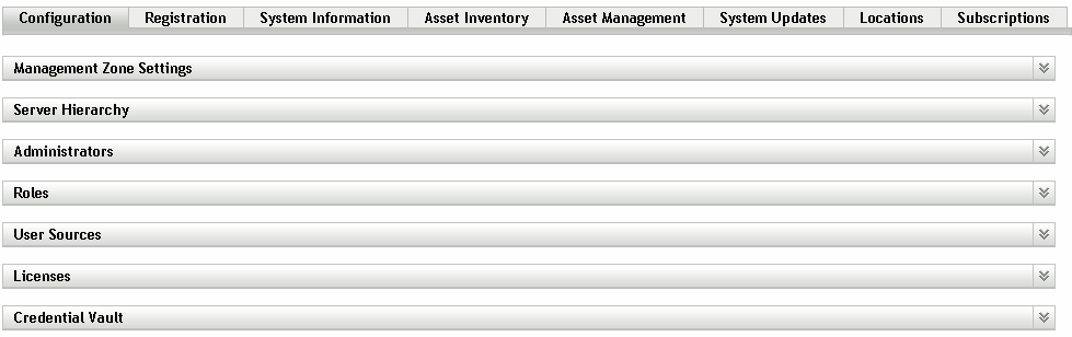 Configuration Tab with All Sections Collapsed