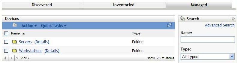 Root folders for each type of device