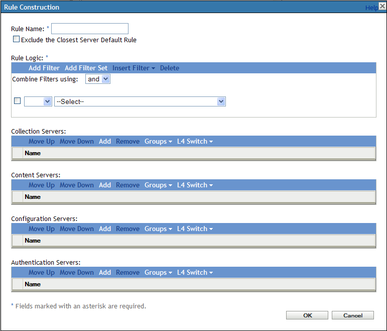 Rule Construction dialog box