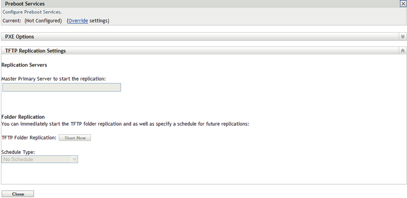 TFTP Replication Settings at the Device Level