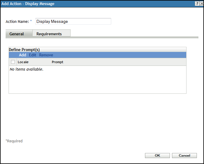 Action - Display Message Dialog Box