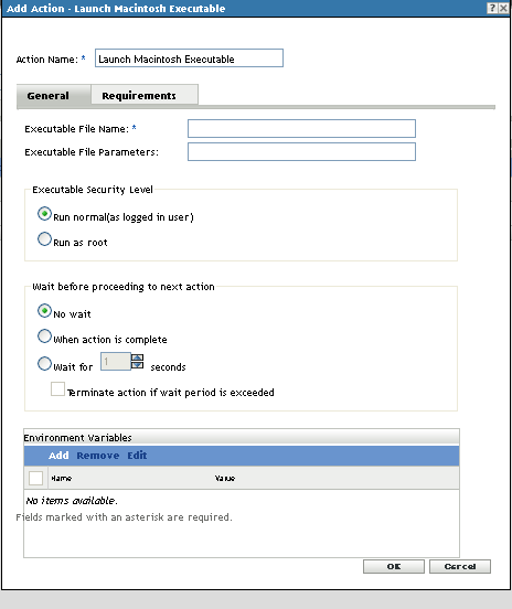 Actions - Launch Macintosh Executable Dialog Box