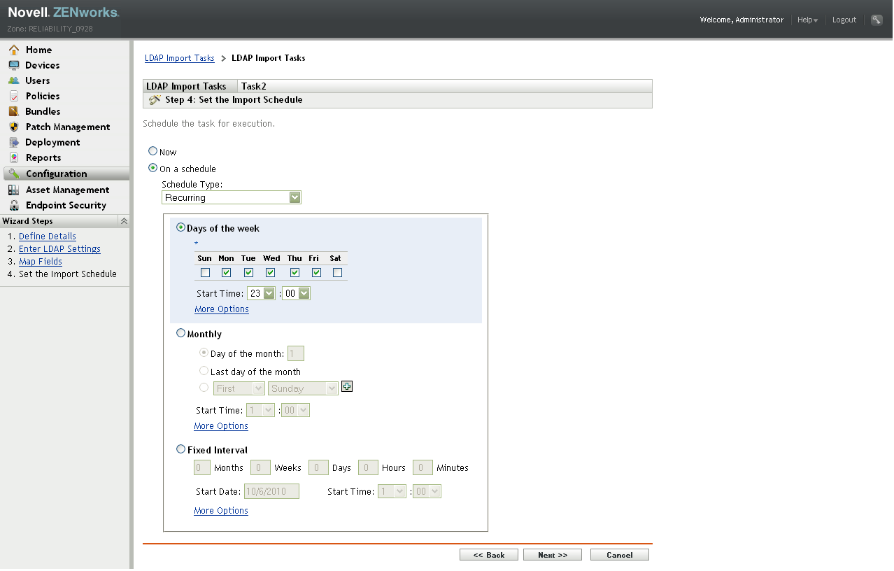 LDAP Import Schedule - Recurring