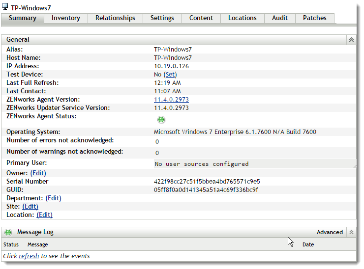 General details for a workstation device