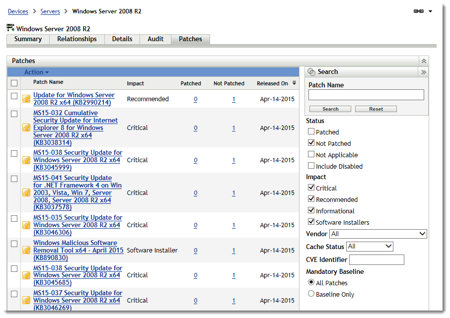 Vulnerabilities for Windows Server 2003