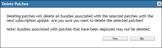 Delete Patches confirmation message