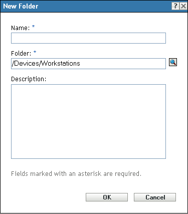 New Folder dialog box