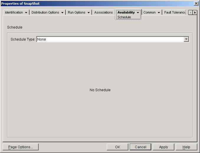 Application object > Availability tab > Schedule page