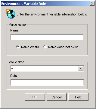 Environment Variable Rule dialog box