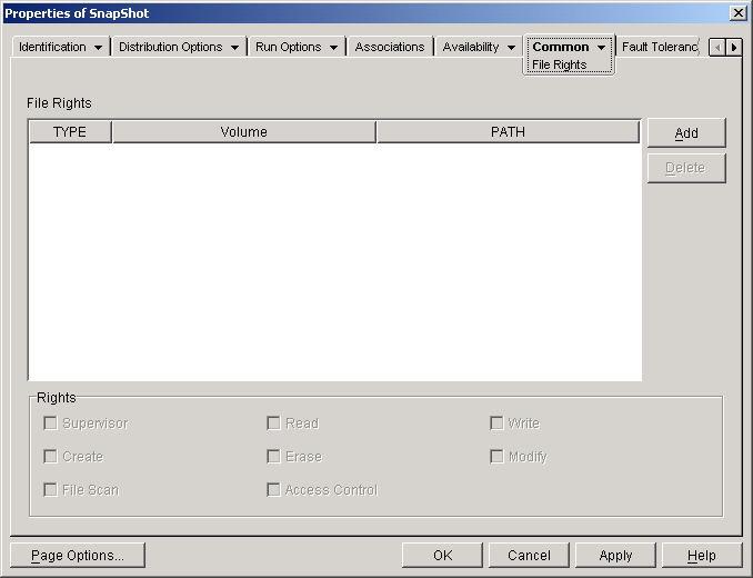 Application object > Common tab > File Rights page
