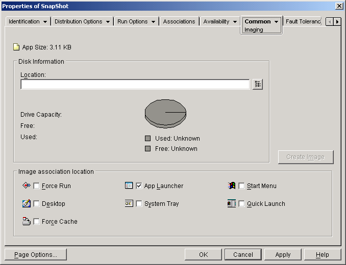 Application object > Common tab > Imaging page