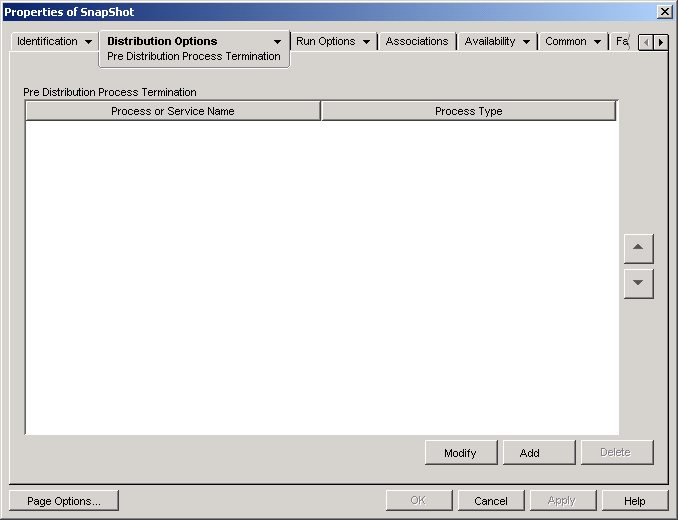 Application object > Distribution Options > Pre-Distribution Process Termination page