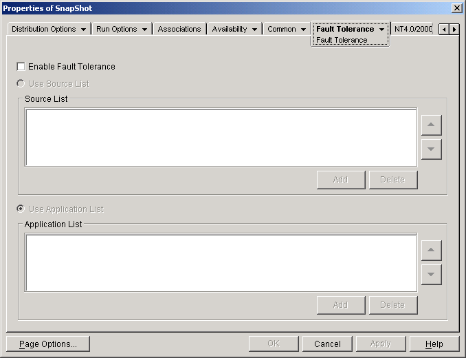 Application object Fault Tolerance page